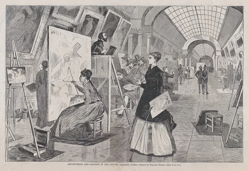 Art-Students and Copyists in the Louvre Gallery, Paris (from "Harper's Weekly," Vol. XII)