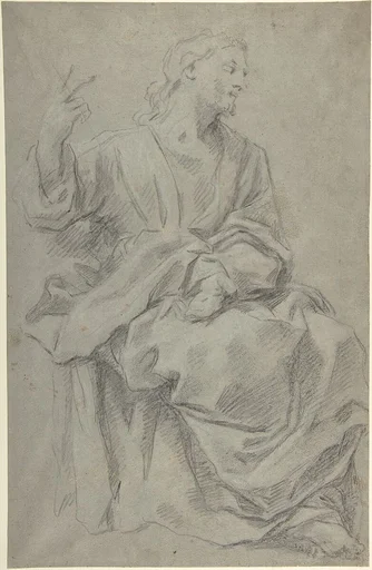 Seated Draped Male Figure (recto); Rough Studies of Putti (verso)