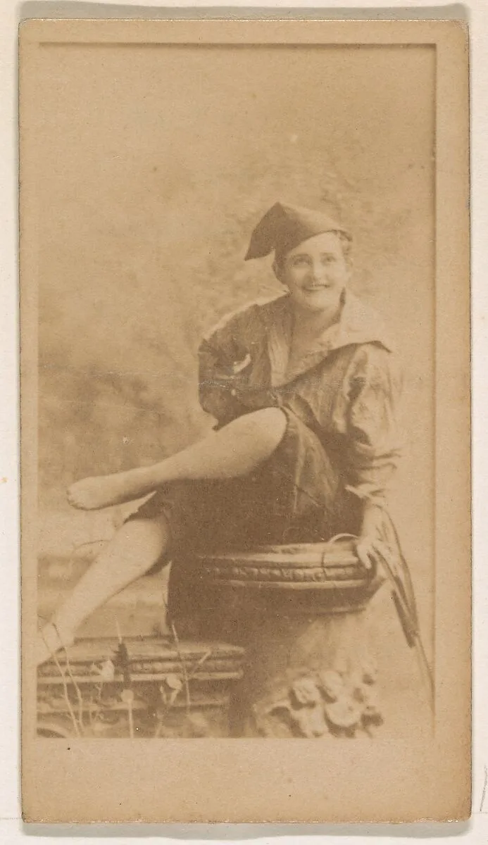Seated actress wearing cap, from the Actresses series (N245) issued by Kinney Brothers to promote Sweet Caporal Cigarettes — Kinney Brothers Tobacco Company