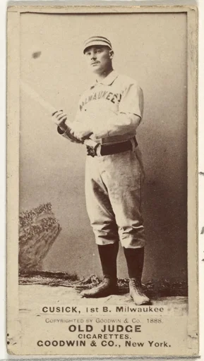 Andrew J. "Andy" Cusick, 1st Base, Milwaukee, from the Old Judge series (N172) for Old Judge Cigarettes