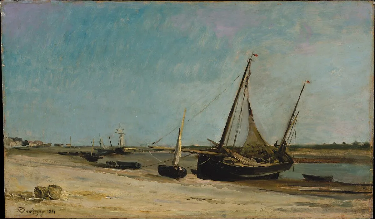 Boats on the Seacoast at Étaples — Charles-François Daubigny