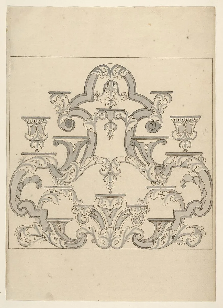 Design for a Shelf System to Display Porcelain — Anonymous, 18th century