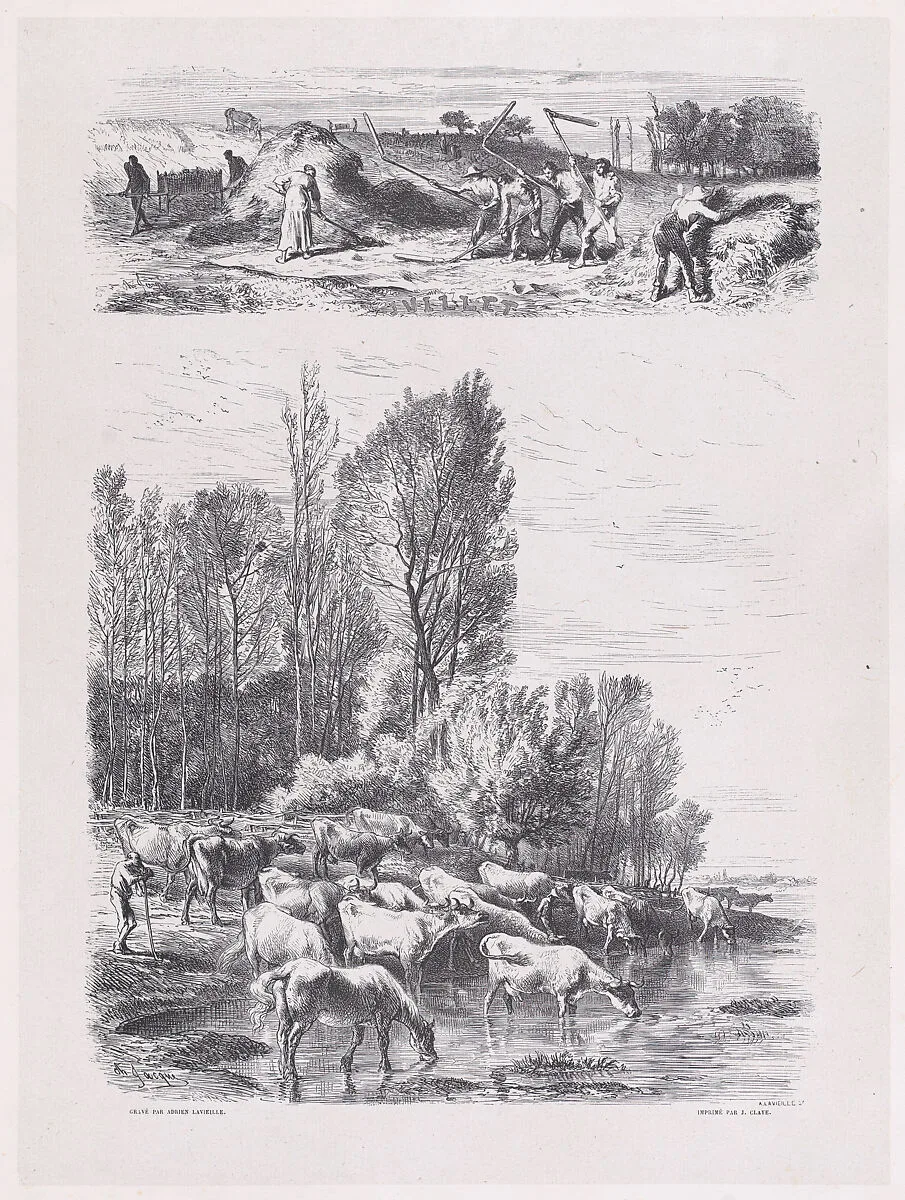 July, from "Album of Rustic Subjects" — Charles Jacque|Jules Claye|Jacques-Adrien Lavieille