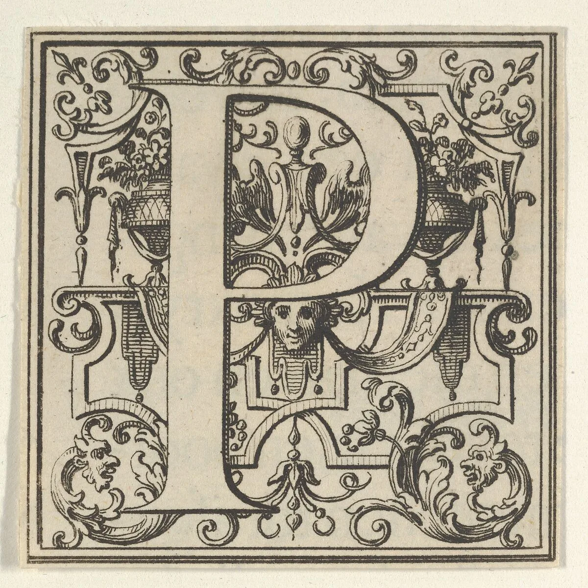 Roman Alphabet letter P with Louis XIV decoration — Bernard Picart