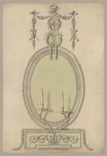 Two Designs for an Overmantel Glass (Verso: Partial Floor plan)