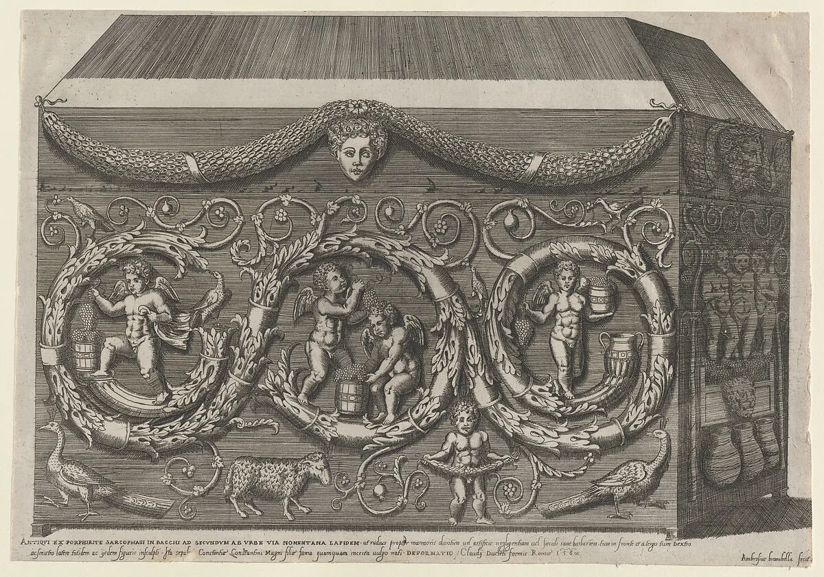 Speculum Romanae Magnificentiae: Decorated Sarcohpagus with Arabesques — Antonio Lafreri|Giovanni Ambrogio Brambilla|Claudio Duchetti