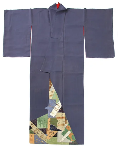 短冊色紙模様着物|Robe with Tanzaku and Shikishi Poem Cards