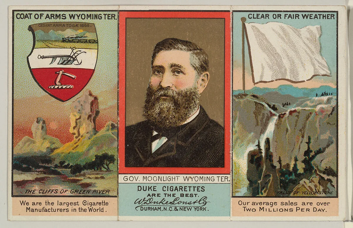 Governor Moonlight, Wyoming Territory, from "Governors, Arms, Etc." series (N133-2), issued by Duke Sons & Co. — W. Duke, Sons & Co.