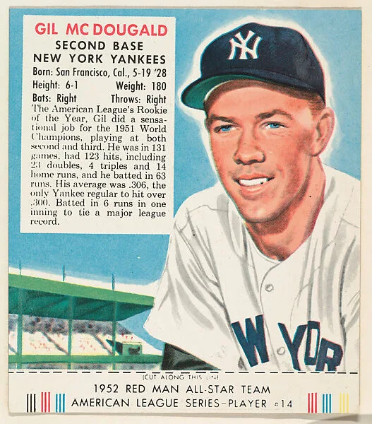 Gil McDougald, from the Red Man All-Star Team series (T232), issued by Red Man Chewing Tobacco — Red Man Chewing Tobacco