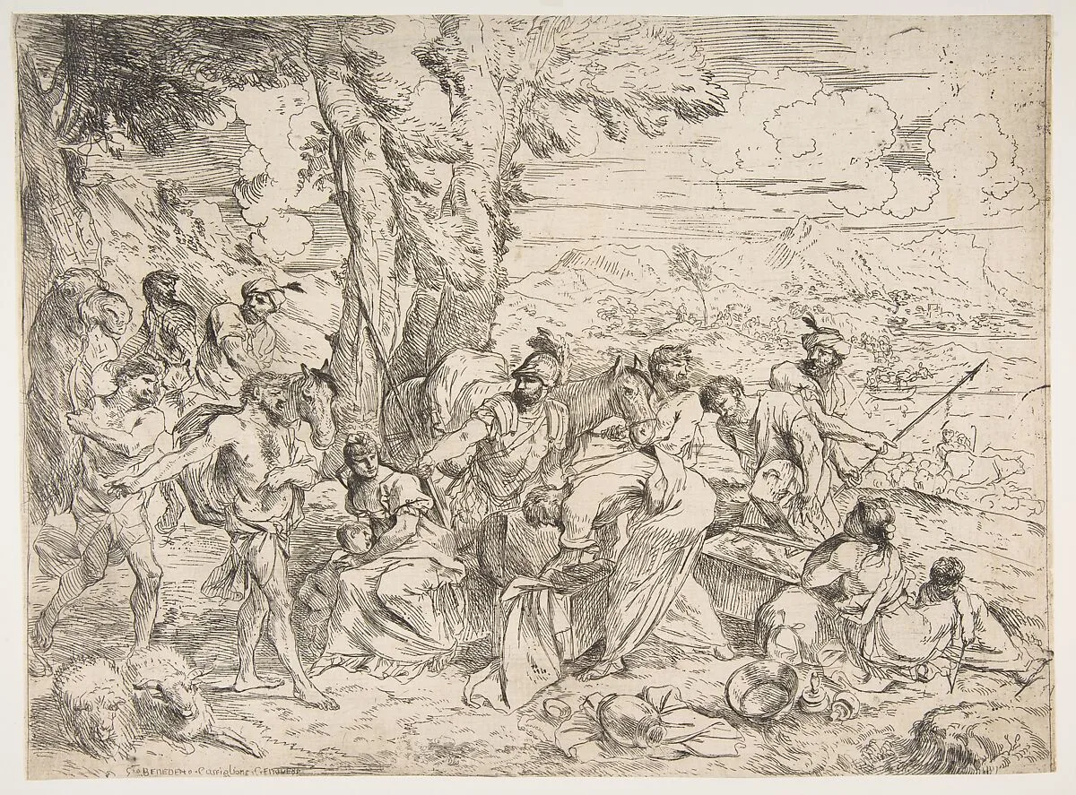 Laban searching for idols among Jacob's possessions — Giovanni Benedetto Castiglione (Il Grechetto)