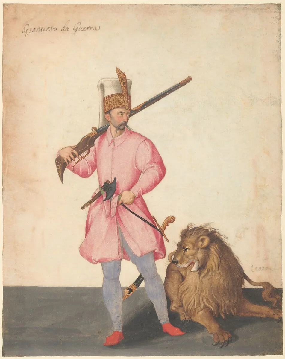 A Janissary "of War" with a Lion — Jacopo Ligozzi