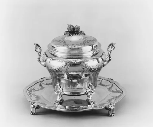 Sugar bowl with cover and tray