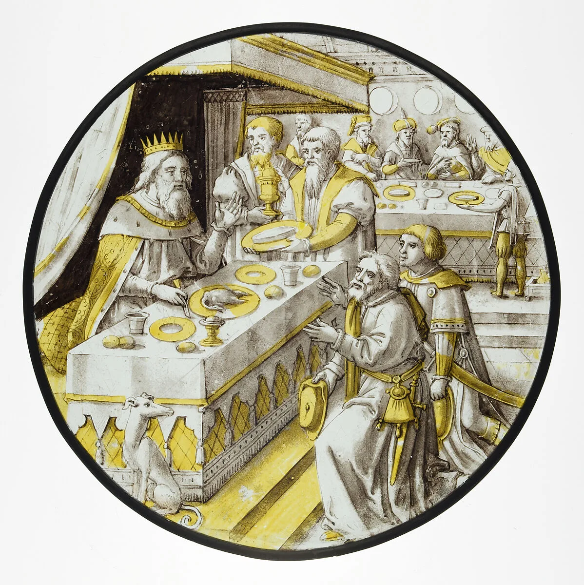 Roundel with Joseph Presenting his father, Jacob, to the Pharoah (from a Series of the History of Joshua) — Unknown