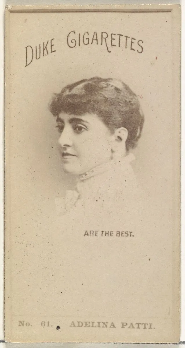 Card Number 61, Adina Patti, from the Actors and Actresses series (N145-6) issued by Duke Sons & Co. to promote Duke Cigarettes — W. Duke, Sons & Co.