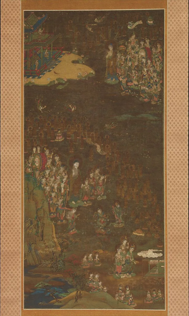 迎接曼荼羅図|Descent and Return of Amida to Western Paradise with a Believer's Soul (Gōshō mandara) — Unknown