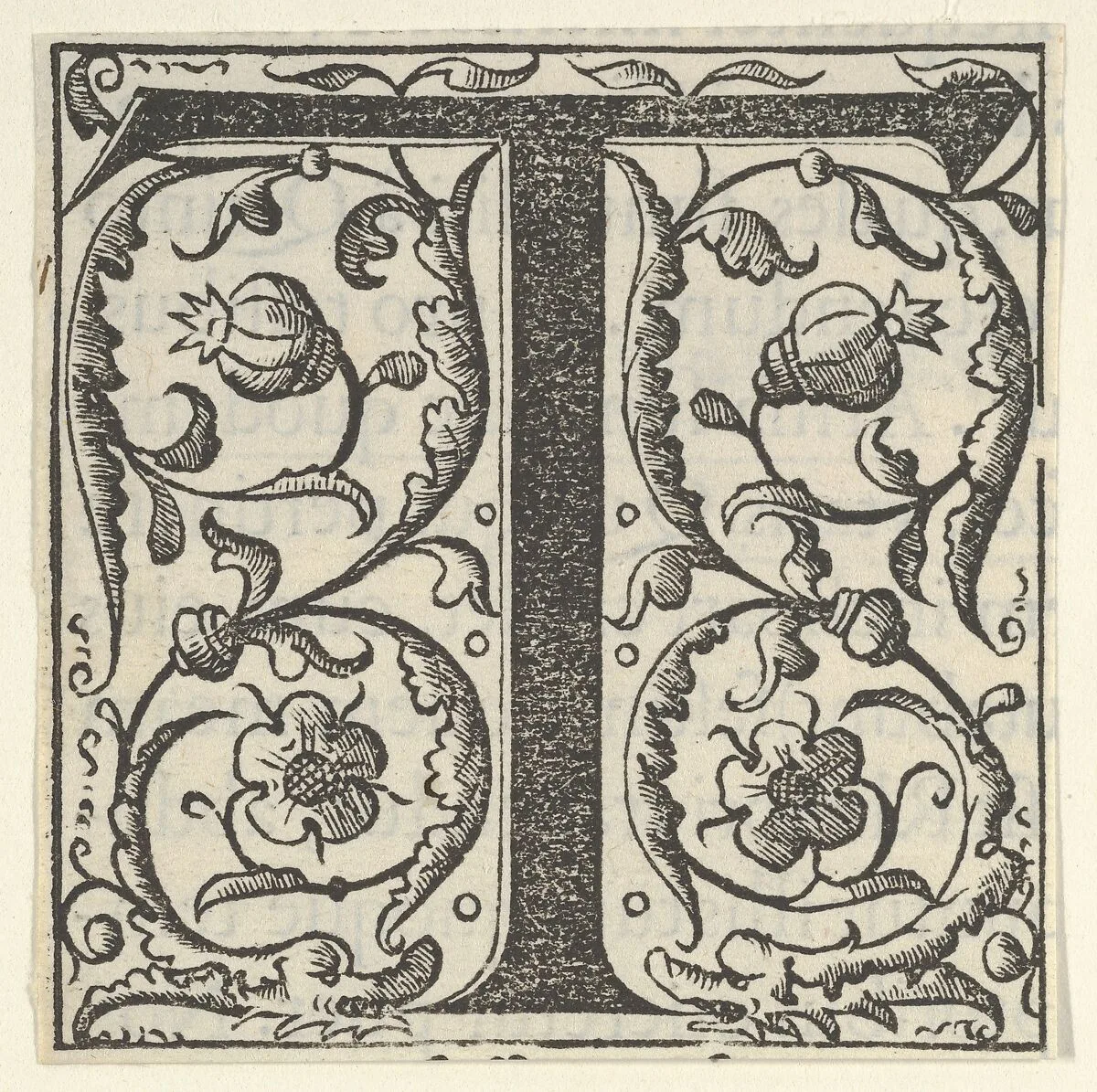 Initial letter T with garlands — Unknown