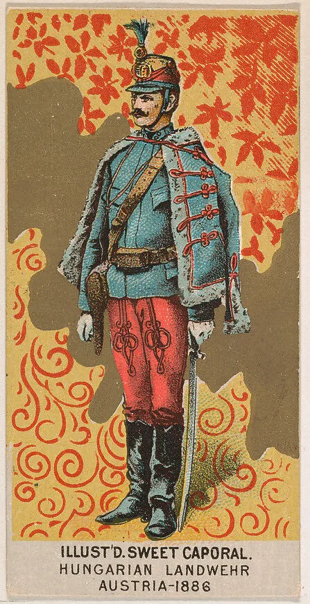 Hungarian Landwehr, Austria, 1886, from the Military Series (N224) issued by Kinney Tobacco Company to promote Sweet Caporal Cigarettes — Kinney Brothers Tobacco Company
