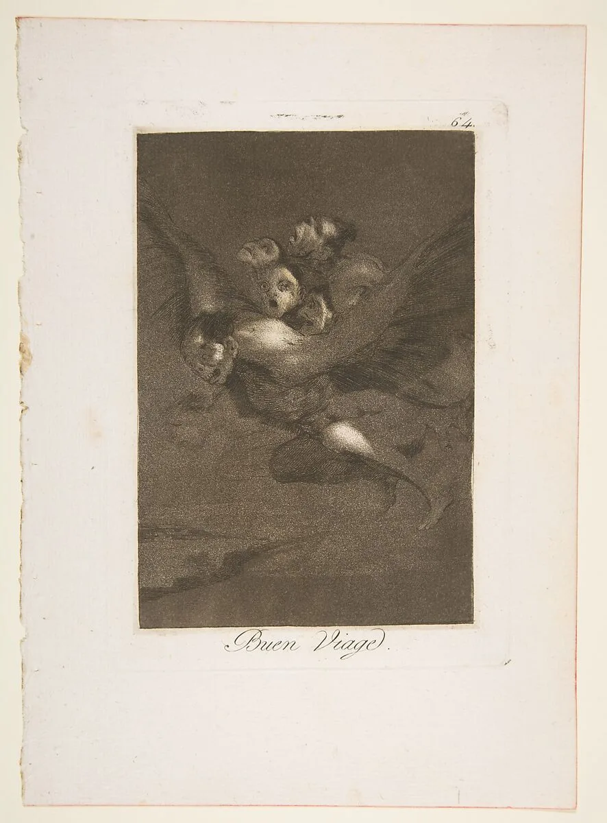 Plate 64 from "Los Caprichos": Bon voyage (Buen Viage) — Goya (Francisco de Goya y Lucientes)