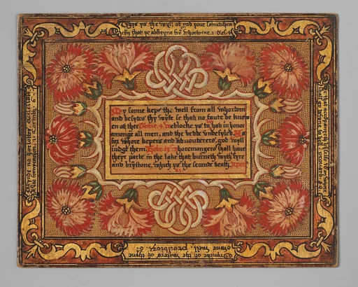 Trencher with quotation from The Governance of Virtue (1566) (one of a set)