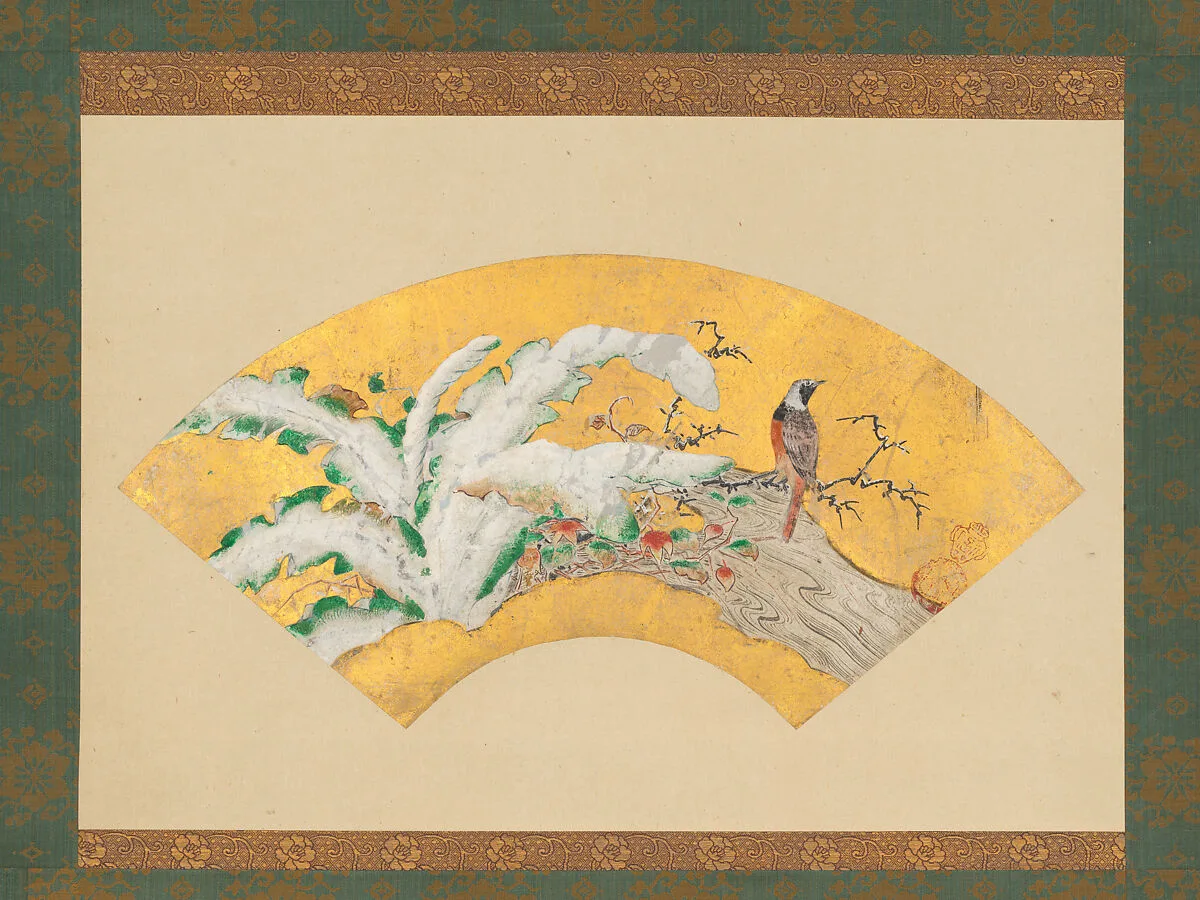雪中芭蕉小禽図 (Setchū bashō shōkin zu)|Plantain and Bird in Snow — Kano Sōshū 狩野宗秀