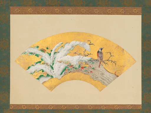 雪中芭蕉小禽図 (Setchū bashō shōkin zu)|Plantain and Bird in Snow