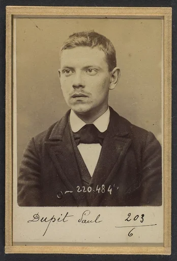 Dupit. Paul. 20 ans, né le 13/3/74 à Paris XVIIe. Garçon boucher. Anarchiste. 2/7/94. 