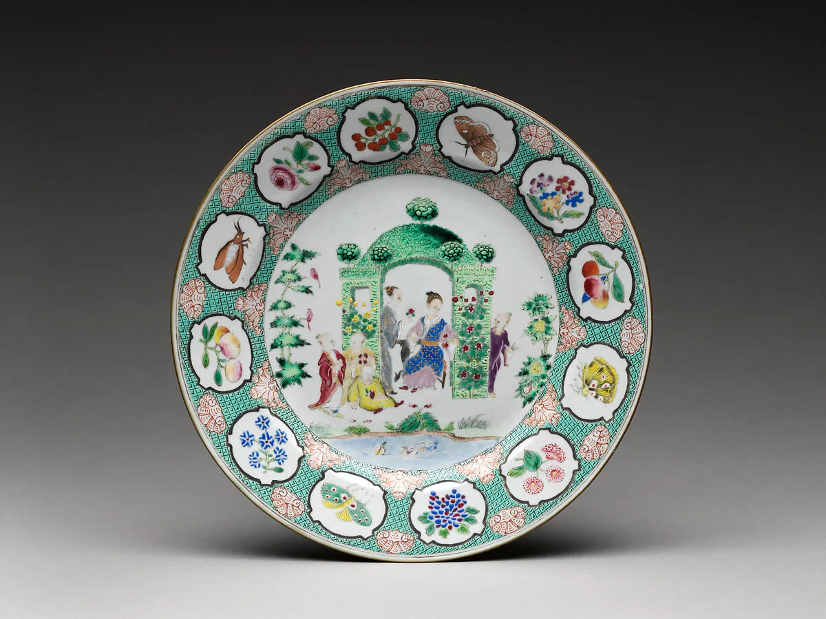 Plate with figures in arbor — Cornelis Pronk