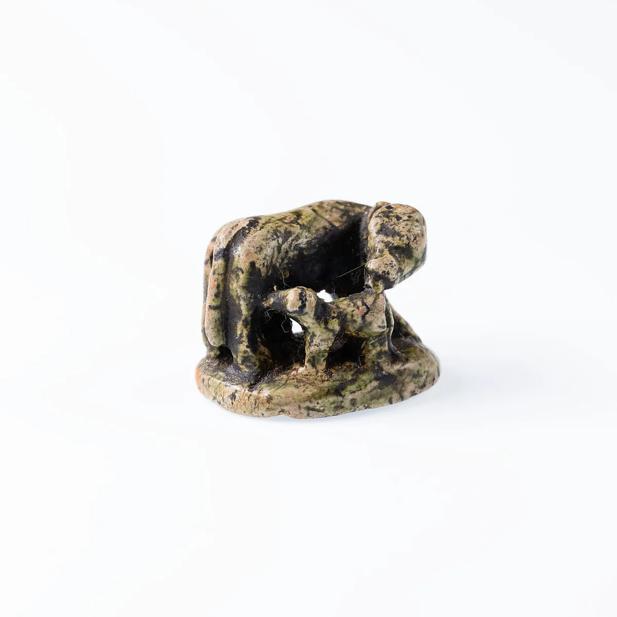 Design Amulet, Cow Nursing Calf and also a Kneeling Suckling Man Visible on Opposite Side on the Back, Device showing Antithetical Falcons with an Ankh Sign over a Lion — Unknown