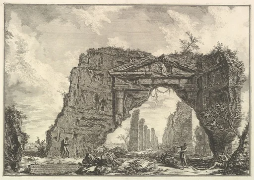 Remains of a covered portico, or a cryptoporticus, in a villa of Domitian, five miles outside Rome on the Frascati road, from Vedute di Roma (Roman Views)