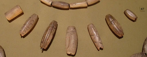 Group of 7 Beads: 1 Cylindrical (16.7.64); 1 Ovoid (16.7.59a); 5 Coleoptera beetles (16.7.59b–f)
