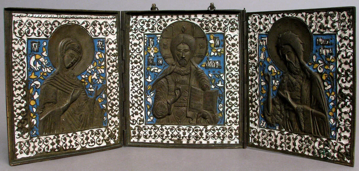 Triptych with Christ, Virgin, St. John The Baptist — Unknown