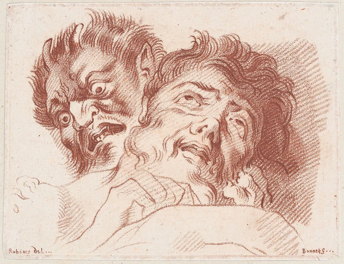 Head of a man and a satyr — Peter Paul Rubens|Louis Marin Bonnet