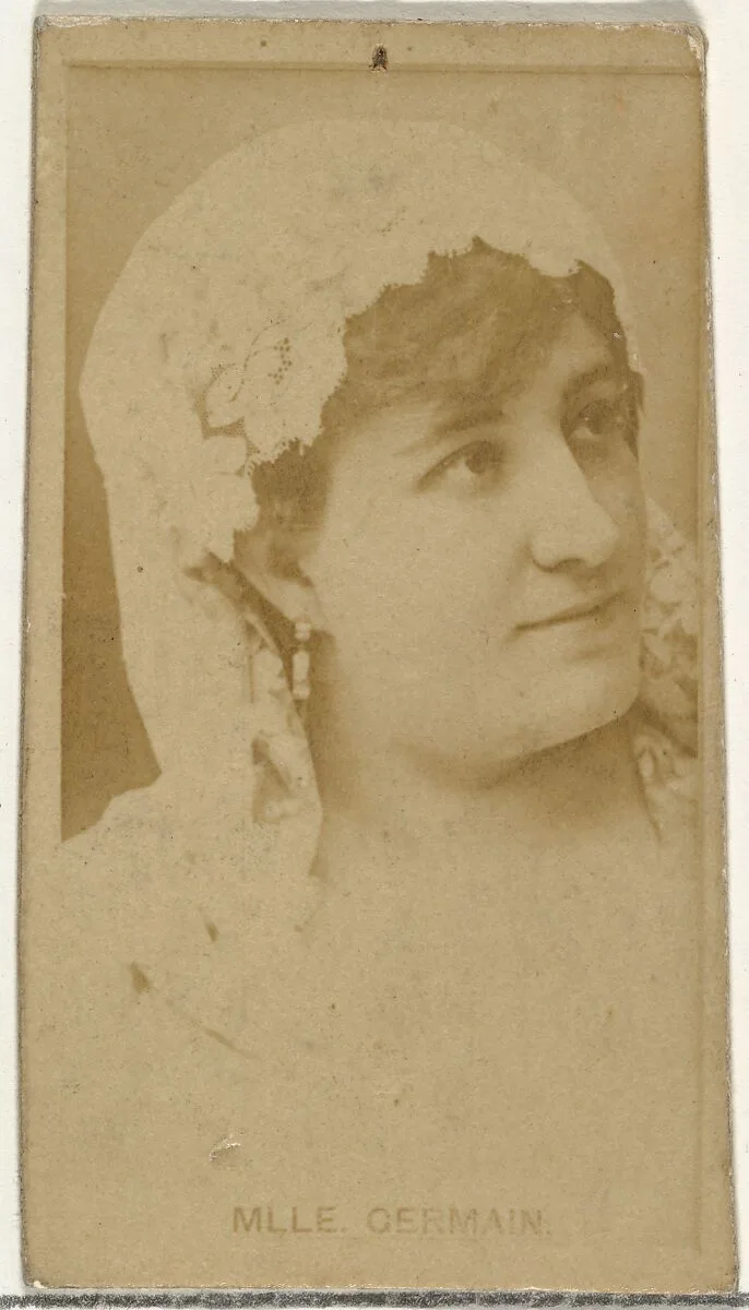 Mlle. Germain, from the Actors and Actresses series (N145-8) issued by Duke Sons & Co. to promote Duke Cigarettes — W. Duke, Sons & Co.|American Tobacco Company
