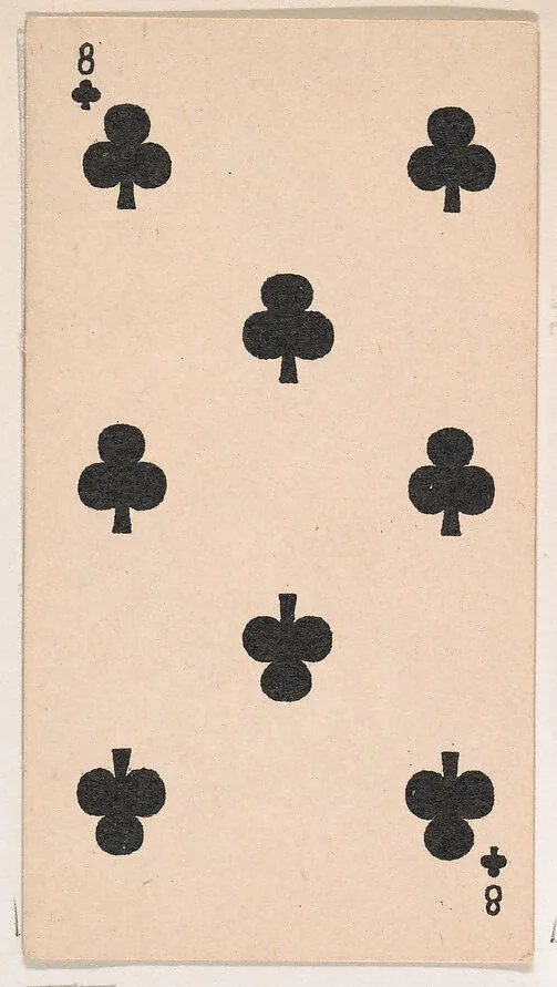 Eight of Clubs, from the Transparent Playing Cards series (N220) issued by Kinney Bros. — Kinney Brothers Tobacco Company