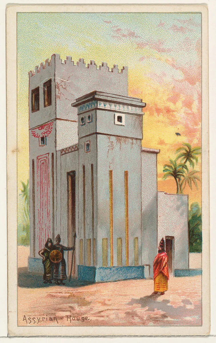 Assyrian House, from the Habitations of Man series (N113) issued by W. Duke, Sons & Co. to promote Honest Long Cut Smoking and Chewing Tobacco — The Giles Company|W. Duke, Sons & Co.|American Tobacco Company