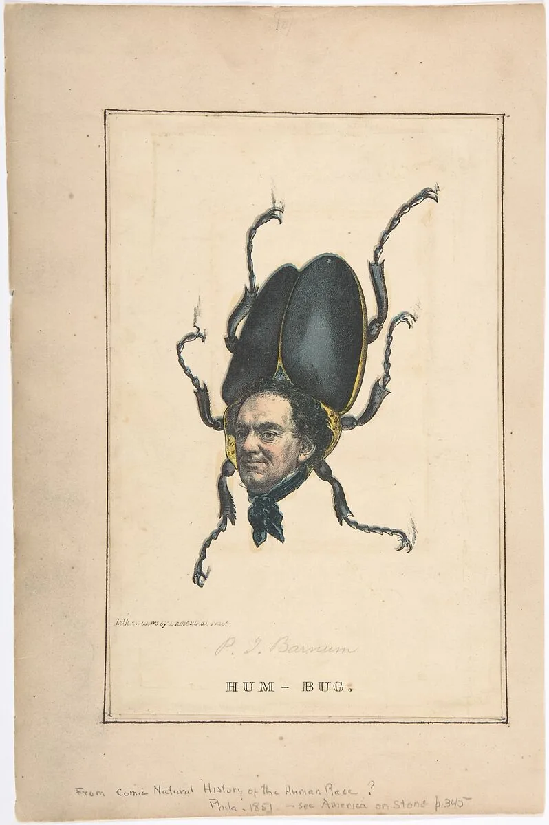 Hum-Bug (P. T. Barnum), from the Comic Natural History of the Human Race — Henry Louis Stephens|Rosenthal|Samuel Robinson