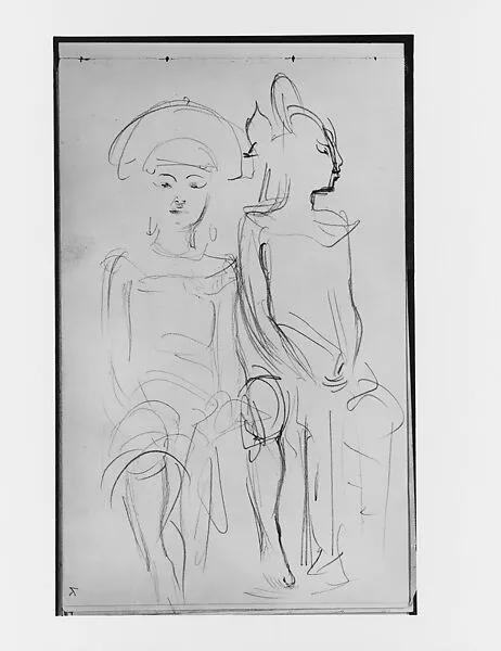 Two Seated Javanese Dancers (from Sketchbook of Javanese Dancers) — John Singer Sargent