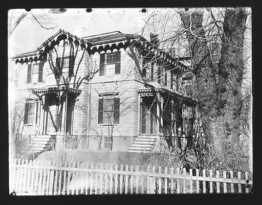 [Italianate Revival House with Tree Shadow on Façade, Cambridge, Massachusetts]