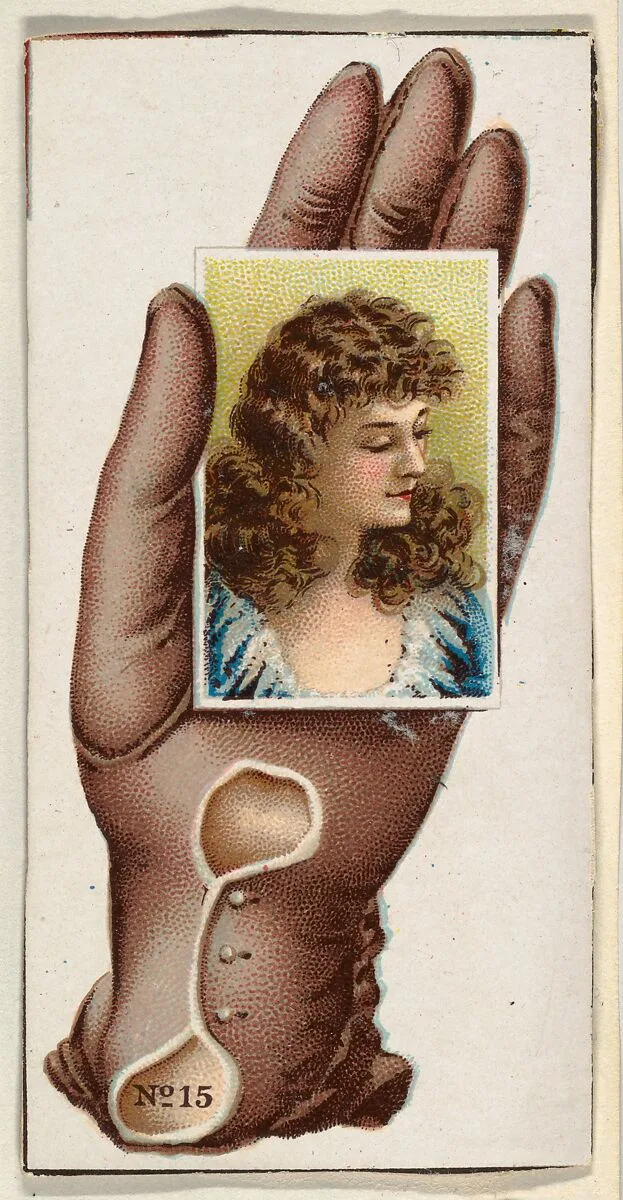 Card Number 15, cut-out from banner advertising the Opera Gloves series (G29) for Allen & Ginter Cigarettes — Allen & Ginter|American Tobacco Company