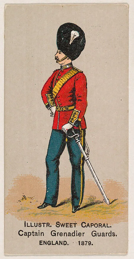 Captain Grenadier Guards, England, 1879, from the Military Series (N224) issued by Kinney Tobacco Company to promote Sweet Caporal Cigarettes — Kinney Brothers Tobacco Company