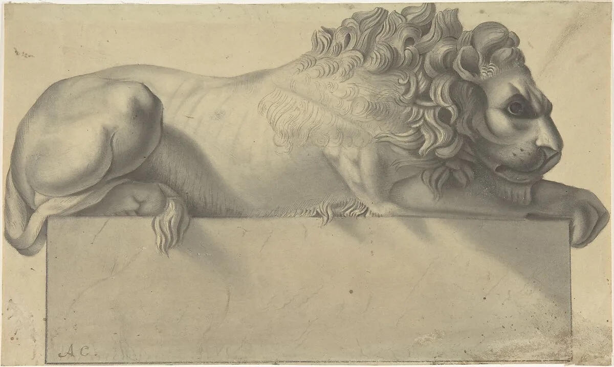 Drawing after a Lithograph of a Recumbent Lion. — Antonio Canova