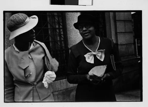 [Two 35mm Film Frames: Two Women on Street, Ossining, New York]