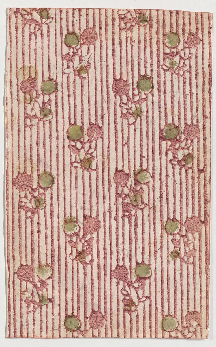 Sheet with overall striped pattern with circles — Anonymous