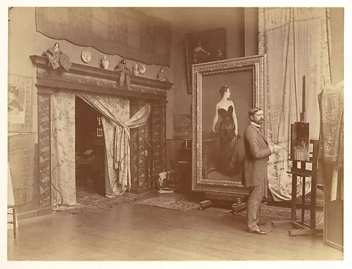 John Singer Sargent [1856-1925] in His Studio with the Painting of Madame X