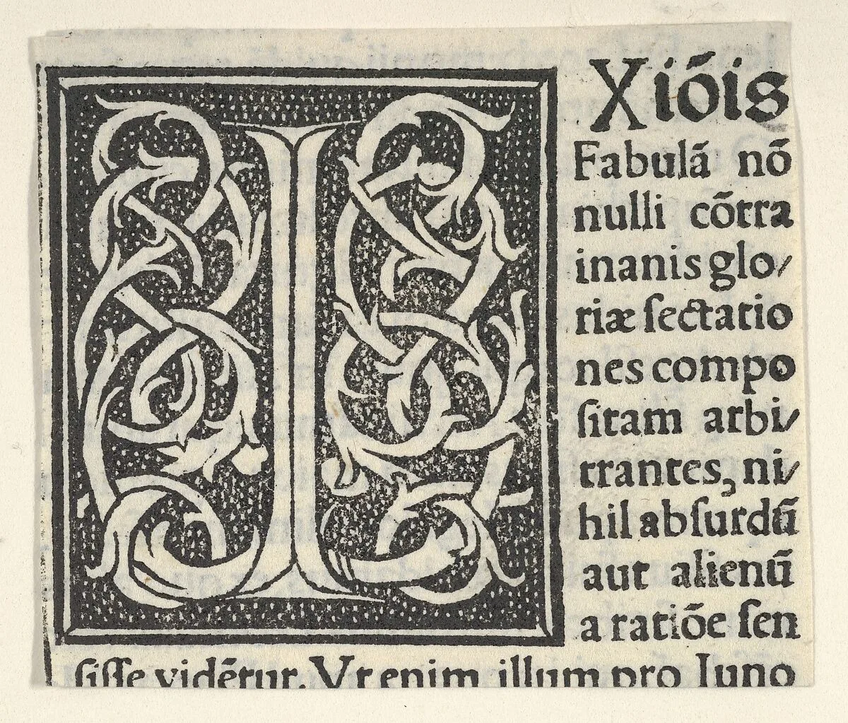 Initial letter I on patterned background — Anonymous, Italian, 16th century