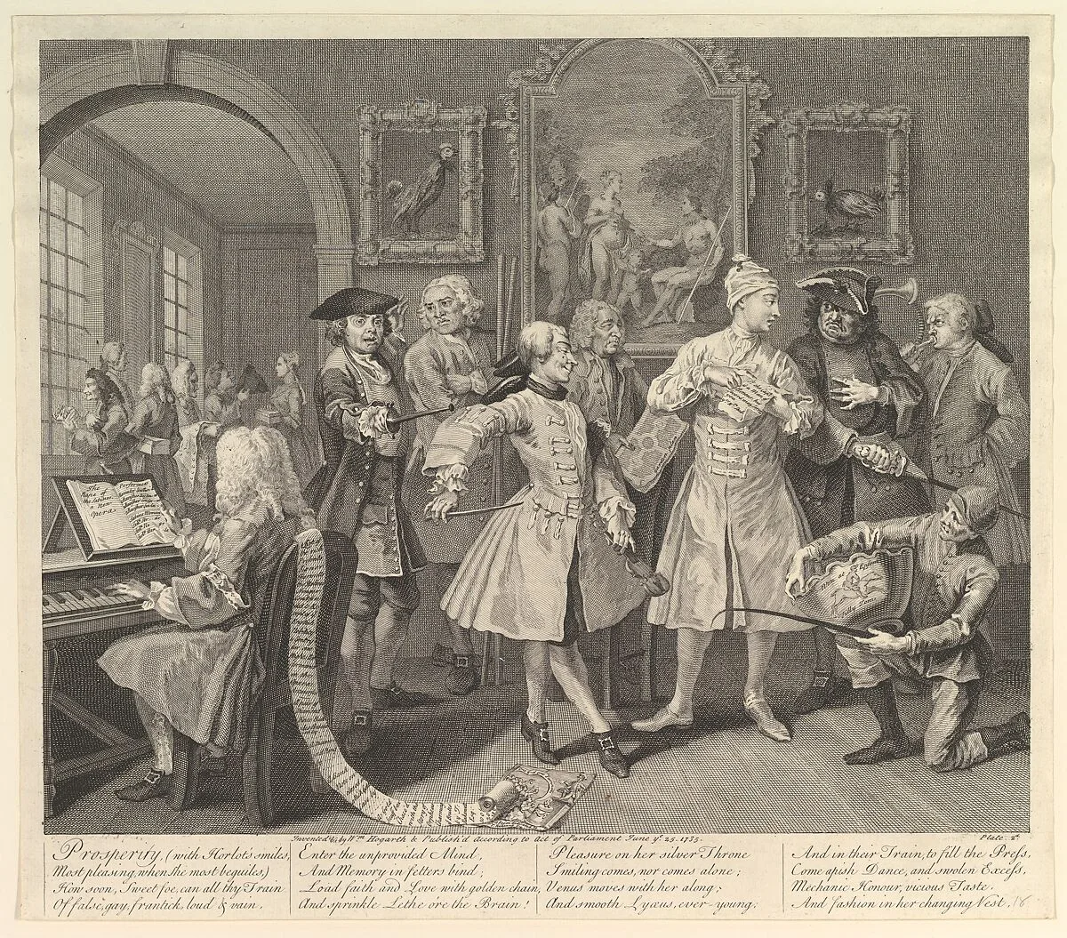 A Rake's Progress, Plate 2 — William Hogarth|Gérard Jean-Baptiste Scotin|Dr. John Hoadley