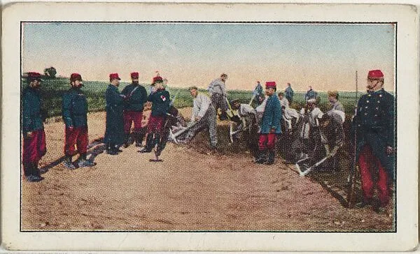 Card No. 77, German Prisoners Burying Their Own Dead in French Territory, from the World War I Scenes series (T121) issued by Sweet Caporal Cigarettes — Underwood & Underwood|American Tobacco Company