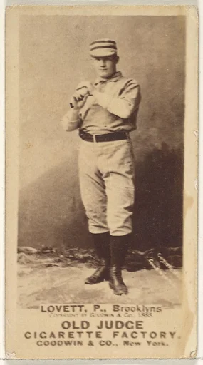 Lovett, Pitcher, Brooklyn Bridegrooms, from the Old Judge series (N172) for Old Judge Cigarettes