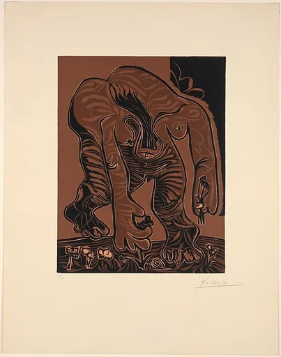 Nude Woman Picking Flowers