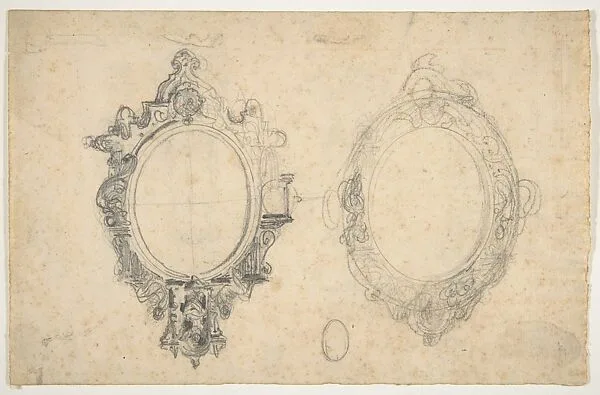 Designs for mirrors from the Workshop of Froment-Meurice; verso, studies for candlestick holders — Jacques-Charles-François-Marie Froment-Meurice